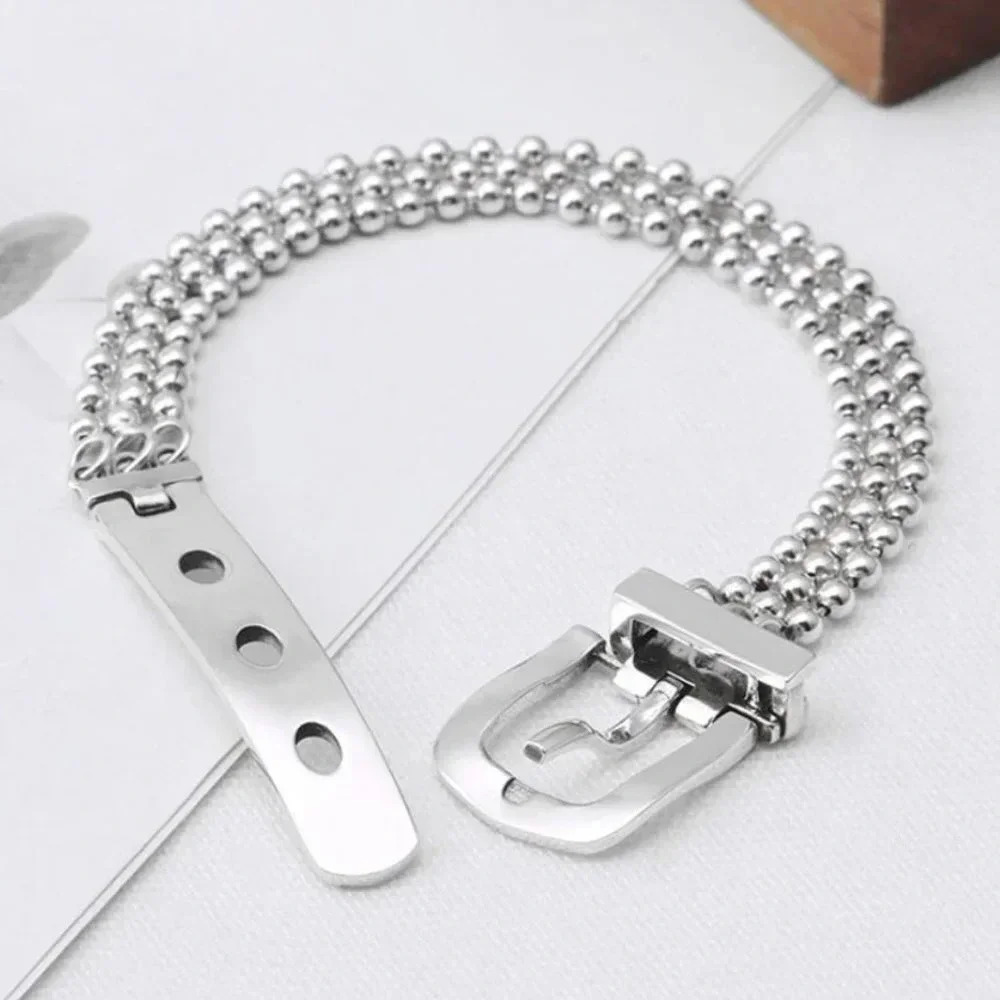 Chunky Sterling Silver Bracelet Belt Buckle Bracelet Silver Statement Bracelet